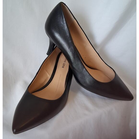 GIANNI BINI Classic Black Leather Pumps Size 6.5 Women's Heels Shoes - Picture 1 of 6